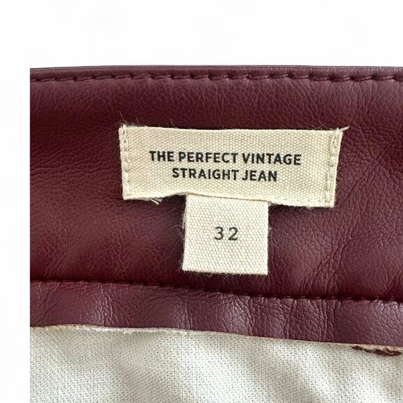 Madewell The Perfect Vintage Straight Jean Faux Leather Edition 32 Dark Cabernet - Picture 8 of 14